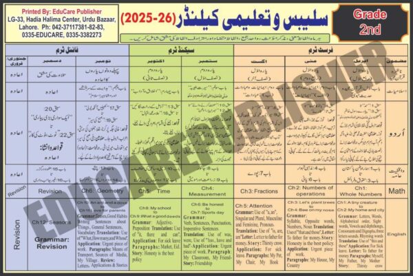 EduCare Academic (Taleemi) Calender Grade E.C.E to 2nd - Image 3