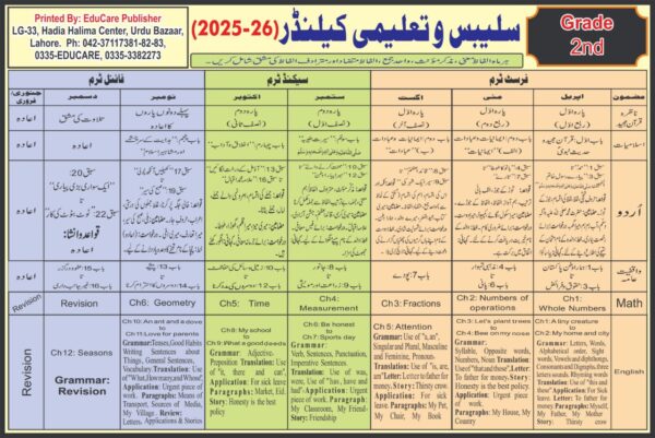 EduCare Academic (Taleemi) Calender Grade E.C to 2nd - Image 3