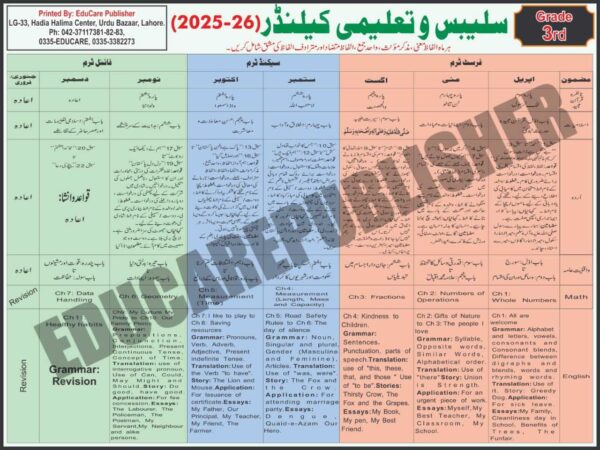 EduCare Academic (Taleemi) Calender Grade 3rd to 10th - Image 2