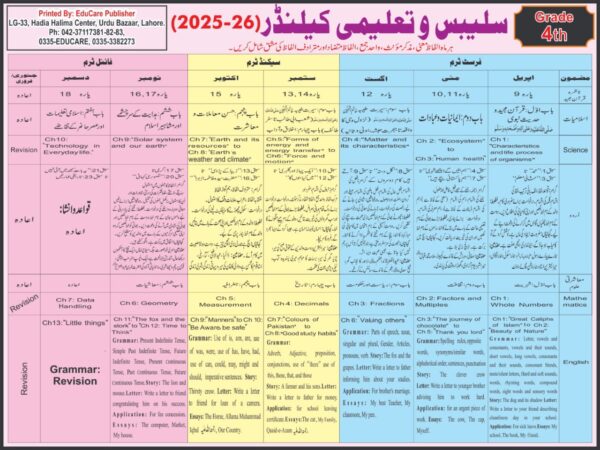 EduCare Academic (Taleemi) Calender Grade 3rd to 10th - Image 2