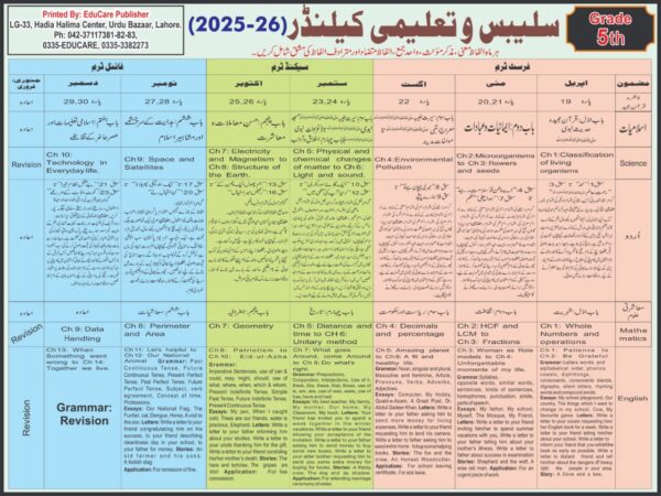 EduCare Academic (Taleemi) Calender Grade 3rd to 10th - Image 3